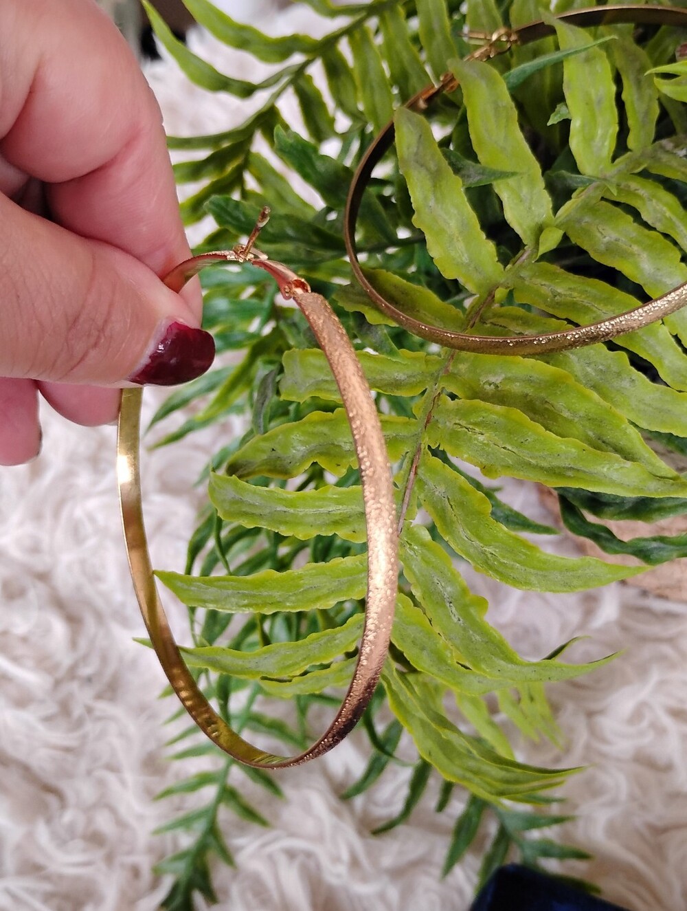 Textured Gold Hoop Earrings - Large Classic Hoops